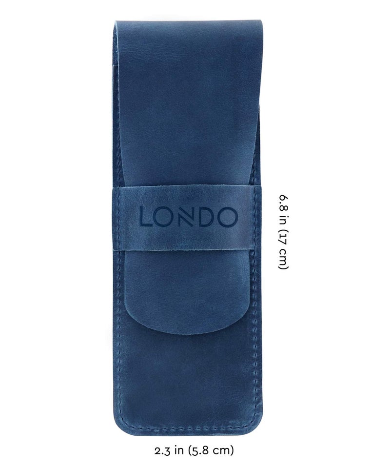 Londo Genuine Leather Pen and Pencil Case with Tuck in Flap, Stationery Bag - Image 3